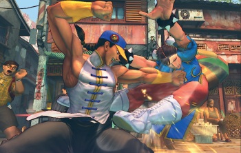 Super Street Fighter IV: Arcade Edition - Yun punches Chun-Li in the boob